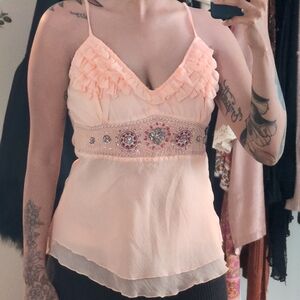 Peach Embellished Women's Top